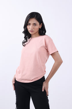 SOLID PEACH WOMEN T-SHIRT