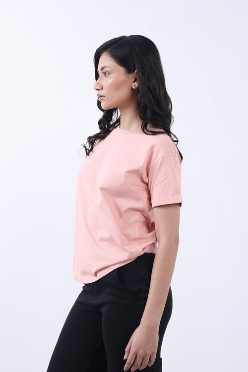 SOLID PEACH WOMEN T-SHIRT