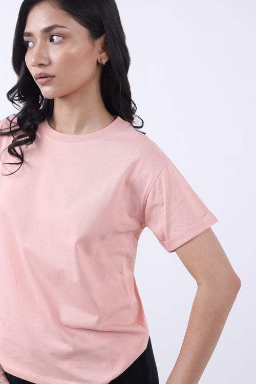 SOLID PEACH WOMEN T-SHIRT