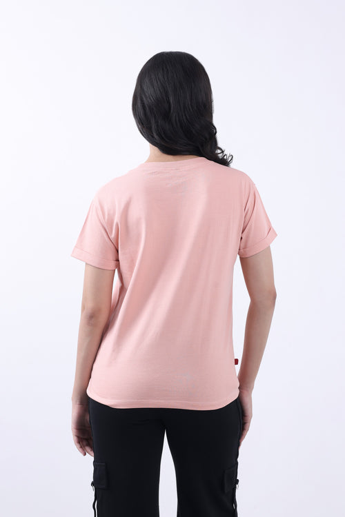 SOLID PEACH WOMEN T-SHIRT