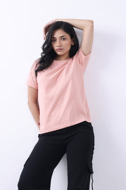 SOLID PEACH WOMEN T-SHIRT