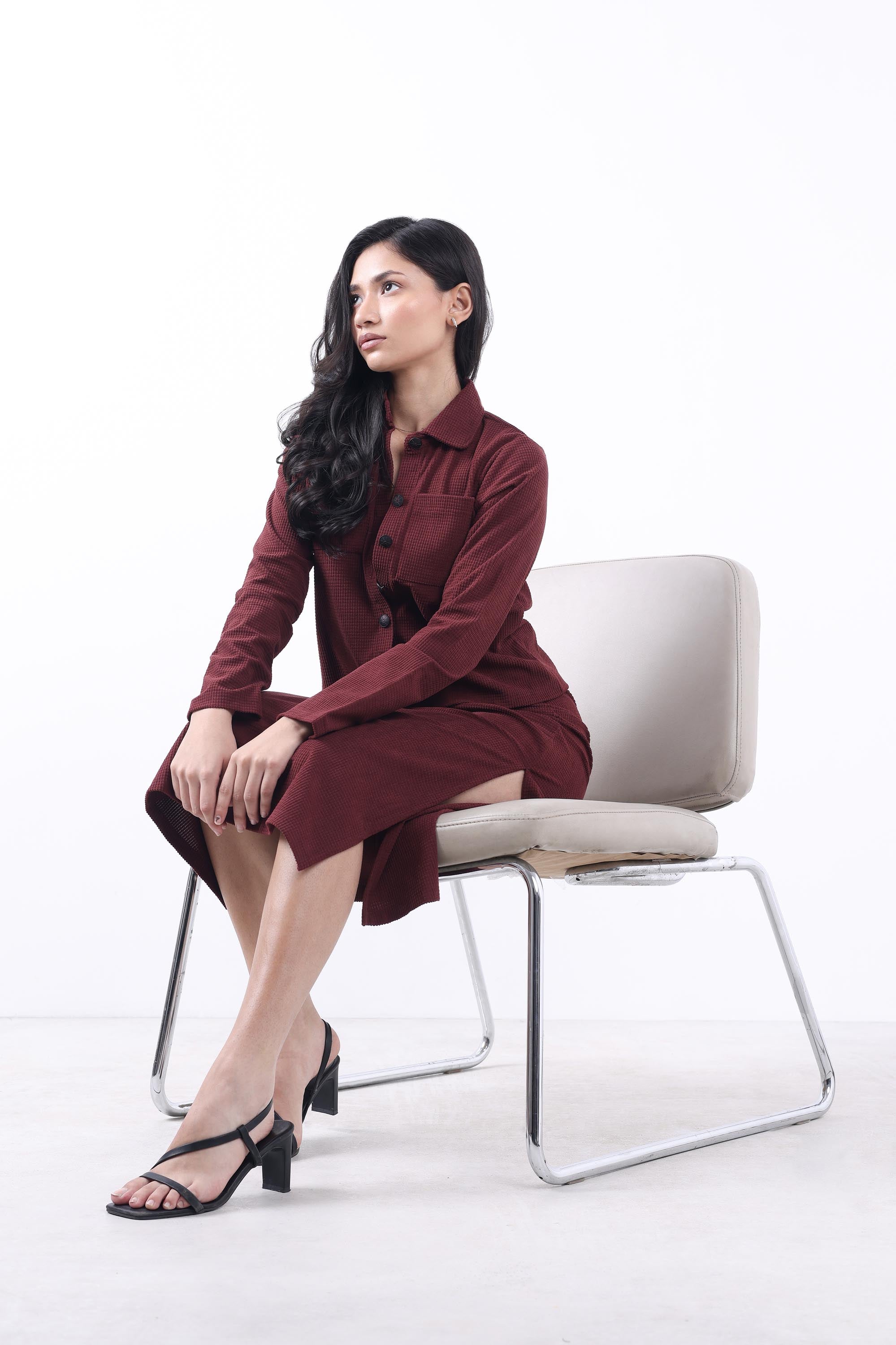 Women Brick Corduroy Jacket & Skirt Co-ord set.