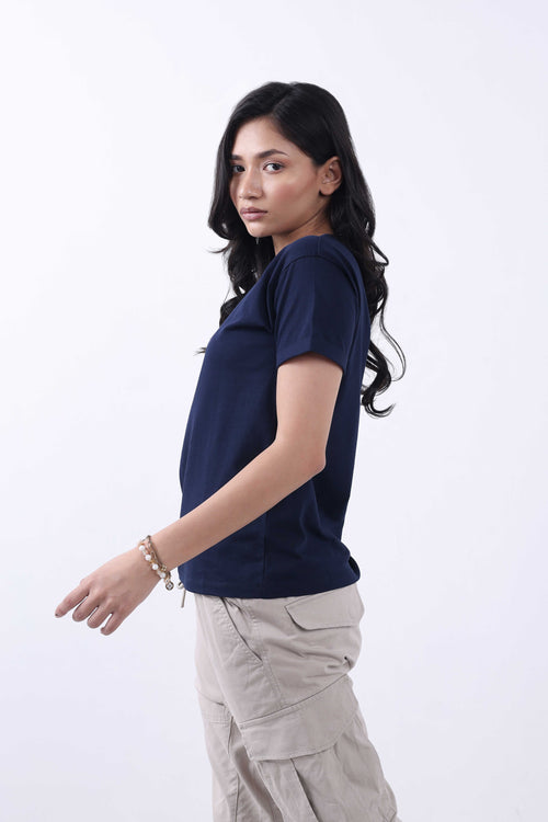 SOLID NAVY WOMEN T-SHIRT