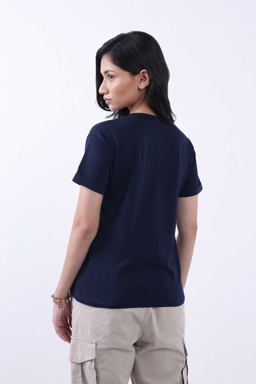 SOLID NAVY WOMEN T-SHIRT