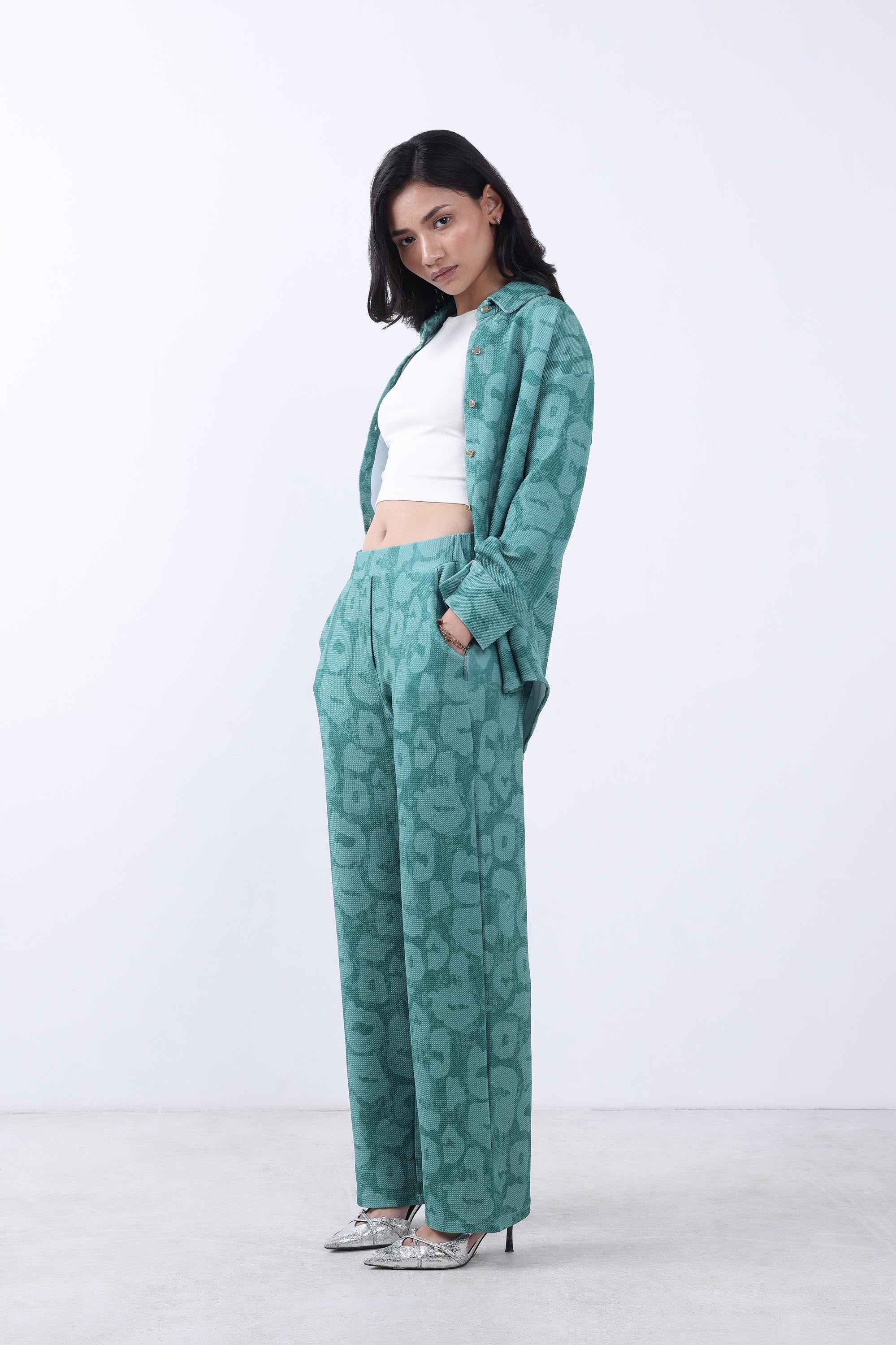 Women Evergreen Oversized Shirt With Trouser Co-ords.