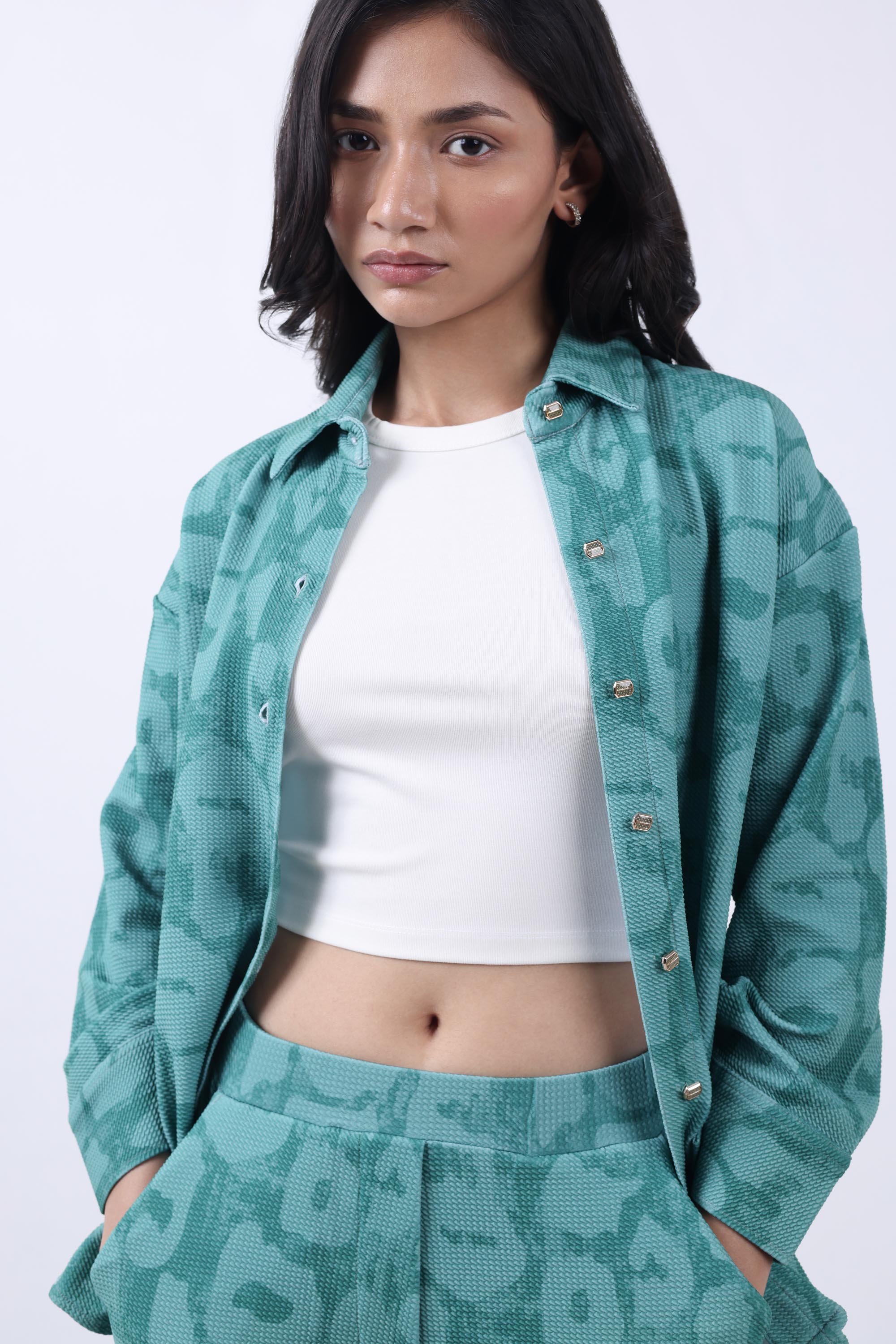 Women Evergreen Oversized Shirt With Trouser Co-ords.