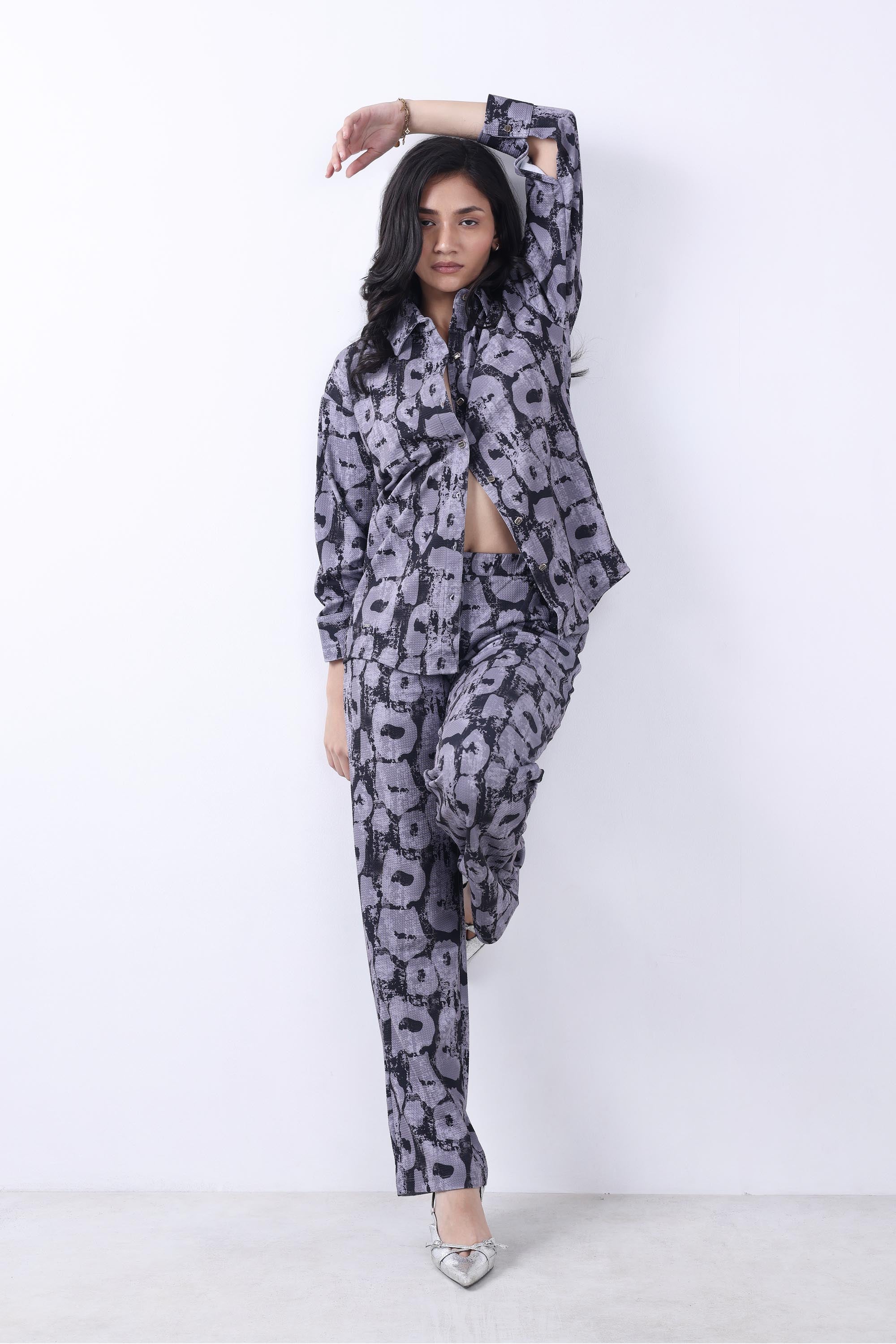 Women Black Oversized Shirt With Trouser Co-ords.