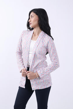 PINK TWEED FRONT OPEN BLAZER