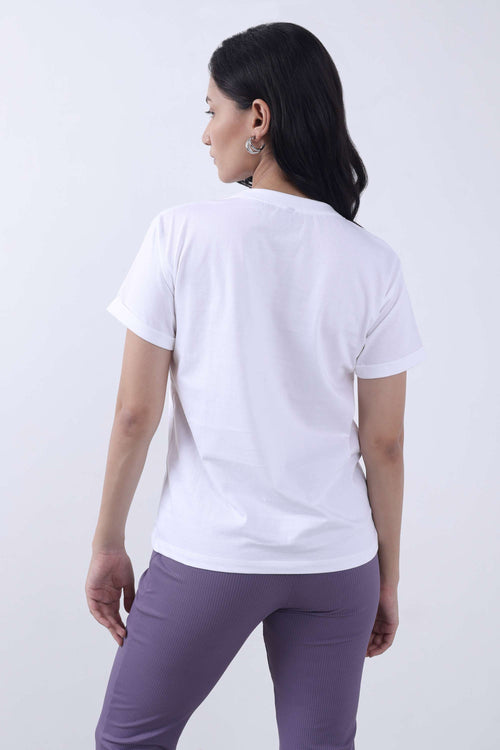 WOMEN WHITE COTTON T-SHIRT