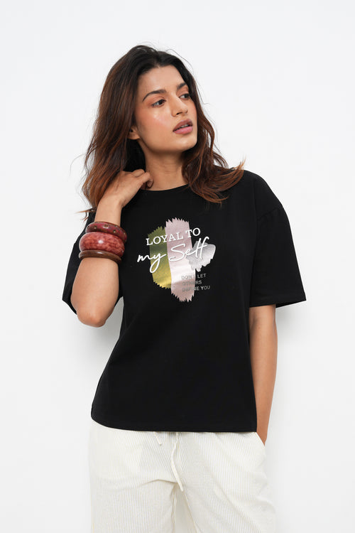 BONNATY BLACK OVERSIZED T-SHIRT