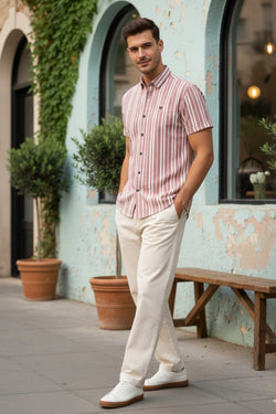 Onion & White Regular Fit Vertical Striped Shirt