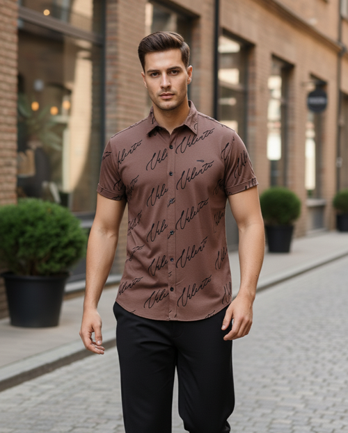 Brown coloured printed shirt