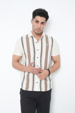Regular Fit Striped Half Sleeves Mens Casual Shirt