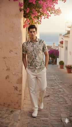 Cream coloured printed shirt