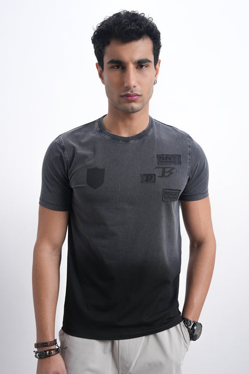 Men’s Charcoal Gradient Patch T-Shirt