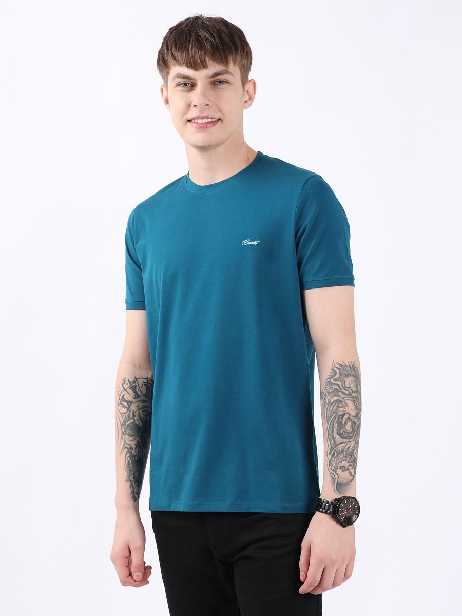 Men’s Teal Round Neck T-Shirt