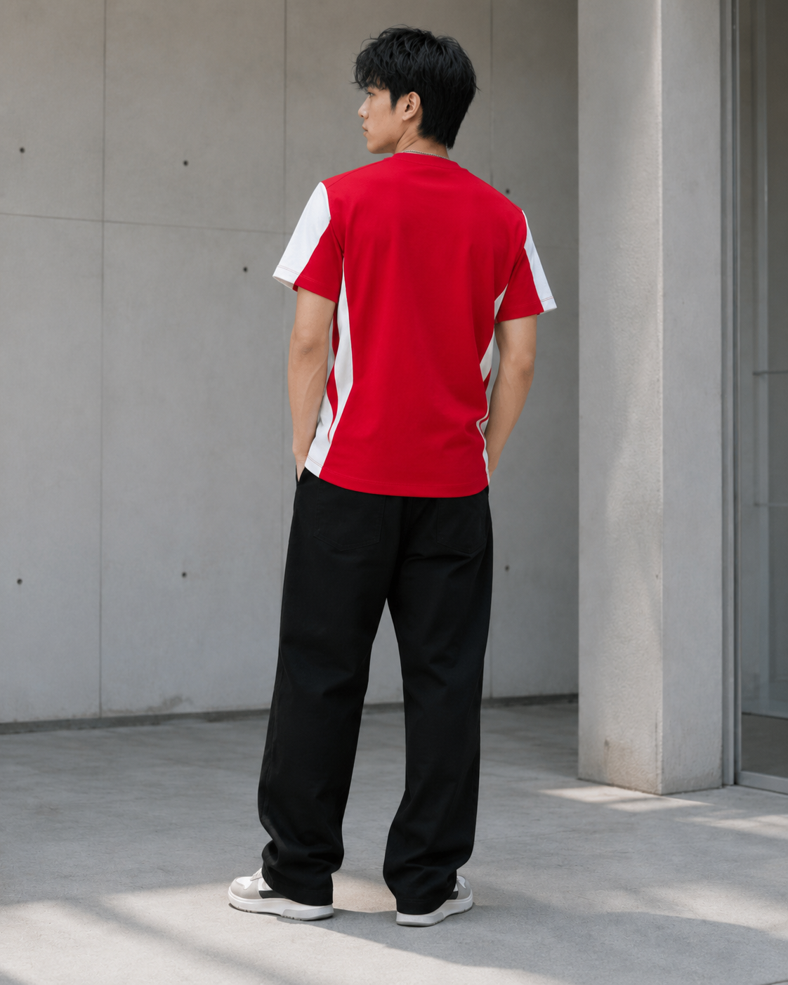 Men’s Red Contrast Graphic T-Shirt-3