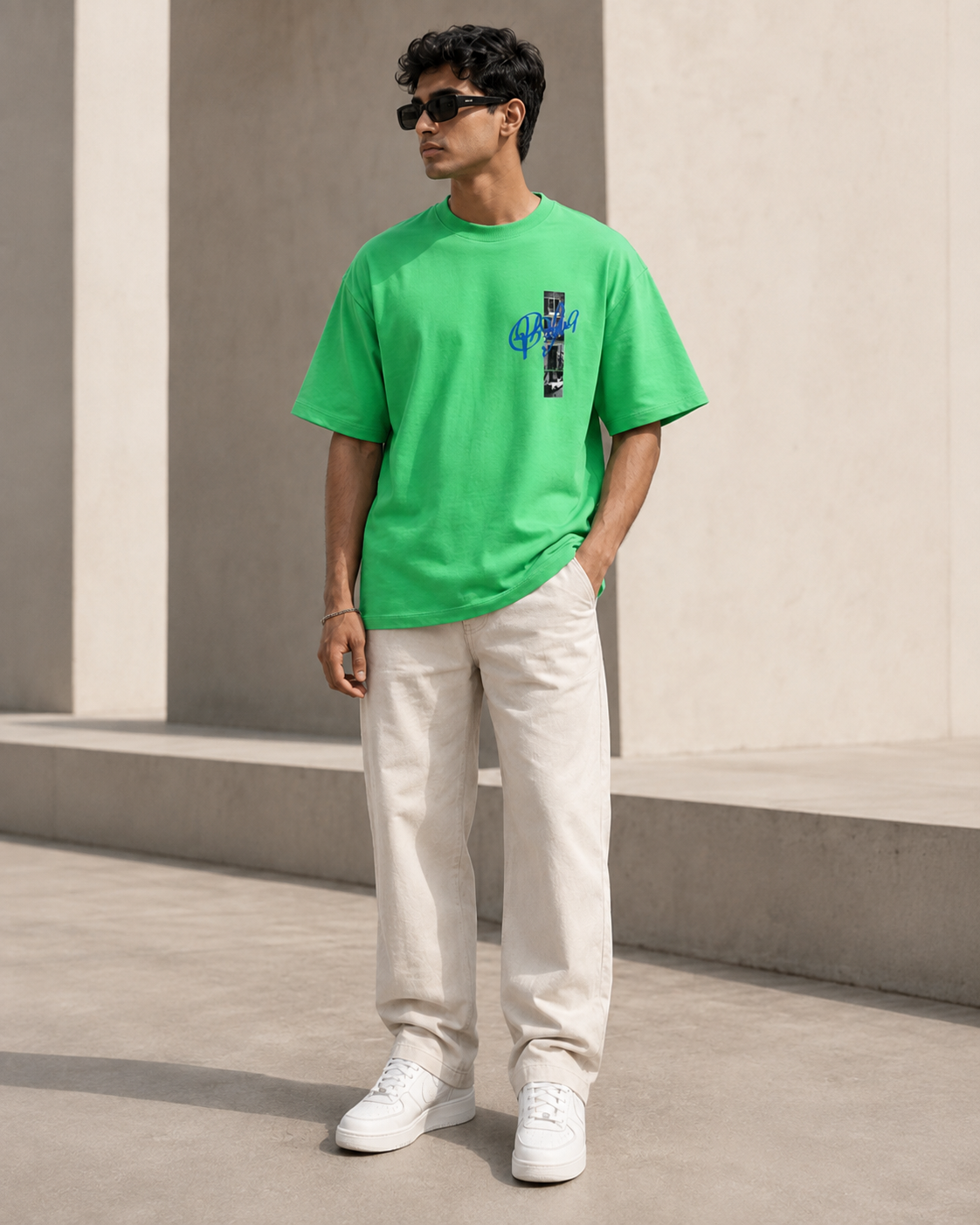 Electric Green "Tradition Lives On" Graphic Oversized T-Shirt