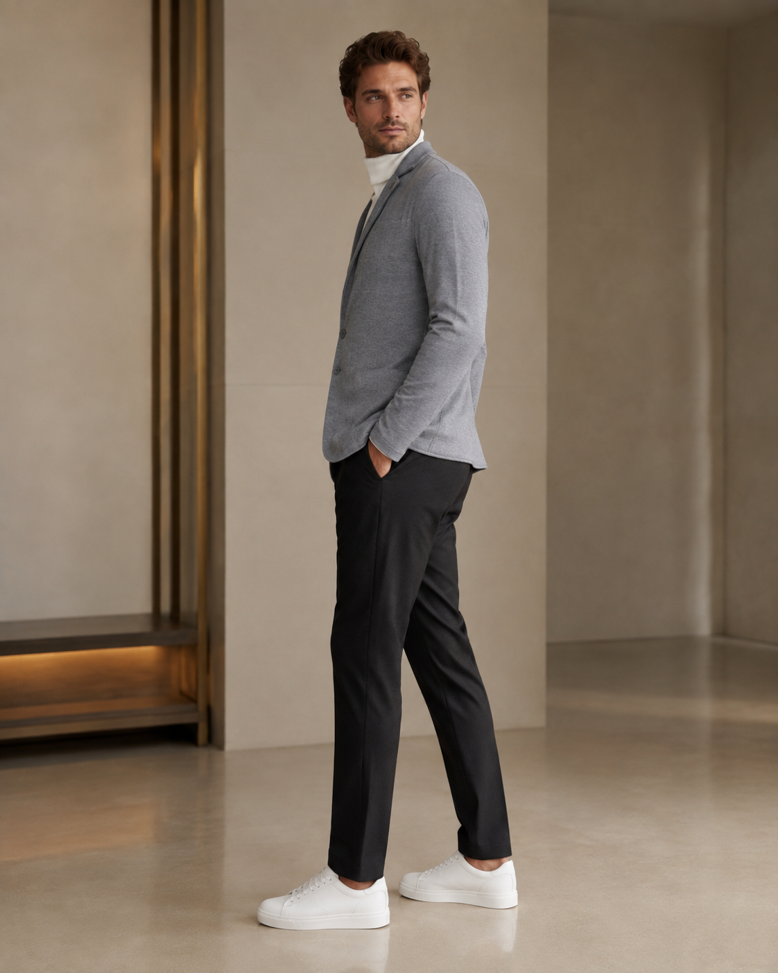 Men’s Light Grey Casual Blazer-4