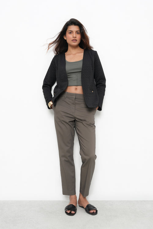 BONNATY BLACK RELAXED FIT FRONT OPEN BLAZER