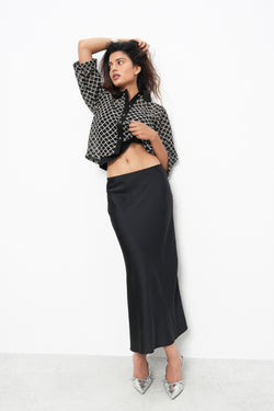 BONNATY BLACK PARTY WEAR LACE SHIRT