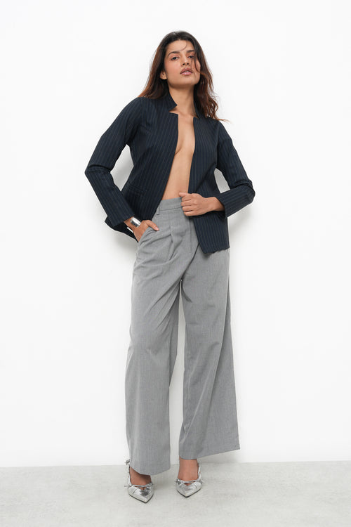 NAVY STRIPE FRONT OPEN BLAZER