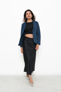 BONNATY TEAL RELAXED FIT FRONT OPEN BLAZER