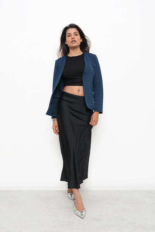 BONNATY TEAL RELAXED FIT FRONT OPEN BLAZER