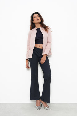 WOMEN PEACH HIGH COLLAR FRONT OPEN BLAZER