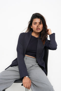 WOMEN NAVY SLIM FIT CASUAL BLAZER