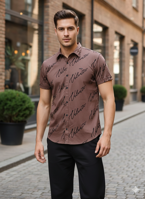 Brown coloured printed shirt