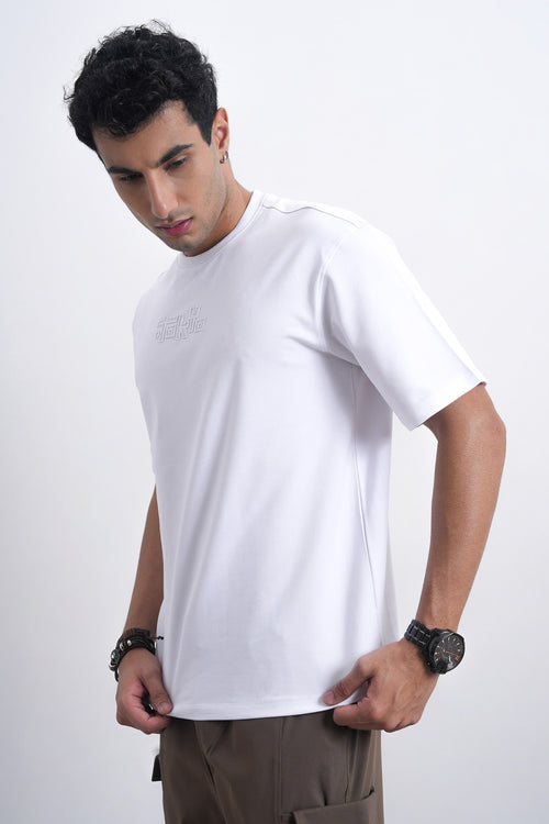 MEN EMBROIDERED OVERSIZED WHITE T-SHIRT