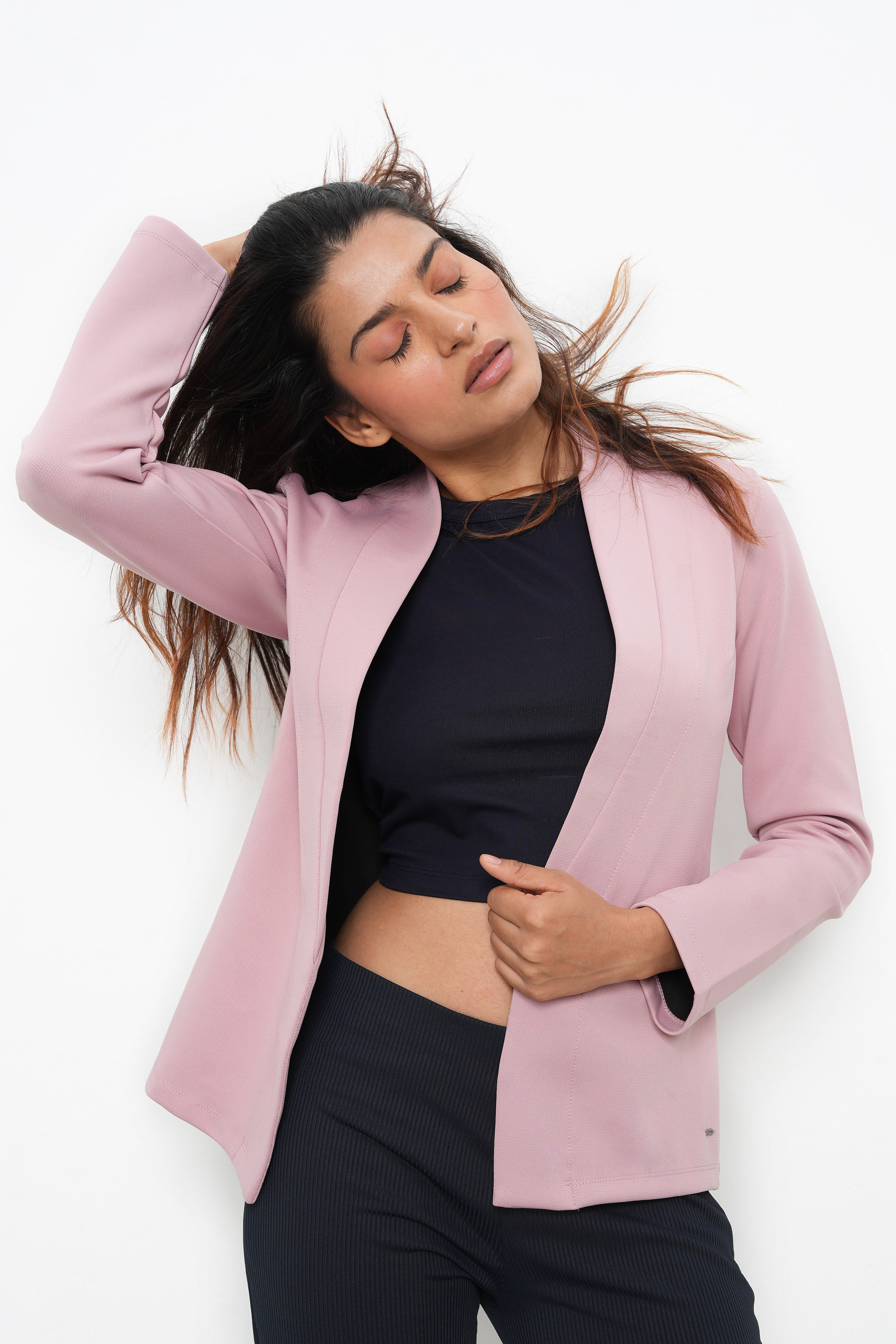 WOMEN PINK SLIM FIT CASUAL BLAZER