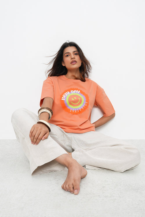 BONNATY COTTON OVERSIZED PEACH T-SHIRT