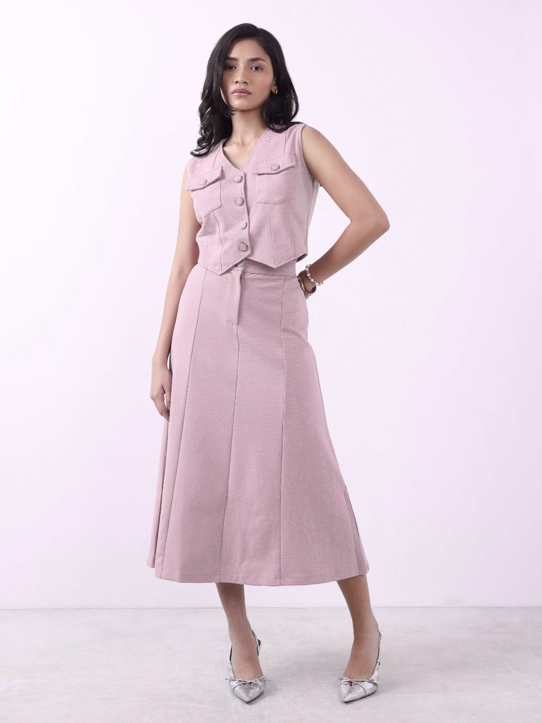 PINK VEST & SKIRT CO-ORD SET