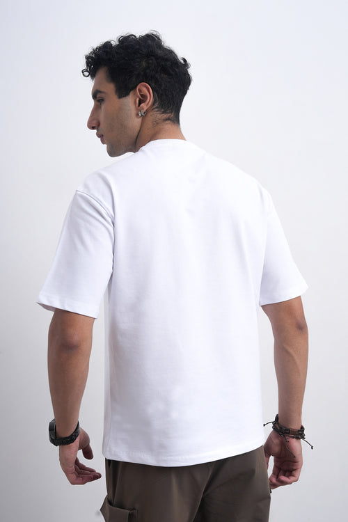 MEN EMBROIDERED OVERSIZED WHITE T-SHIRT