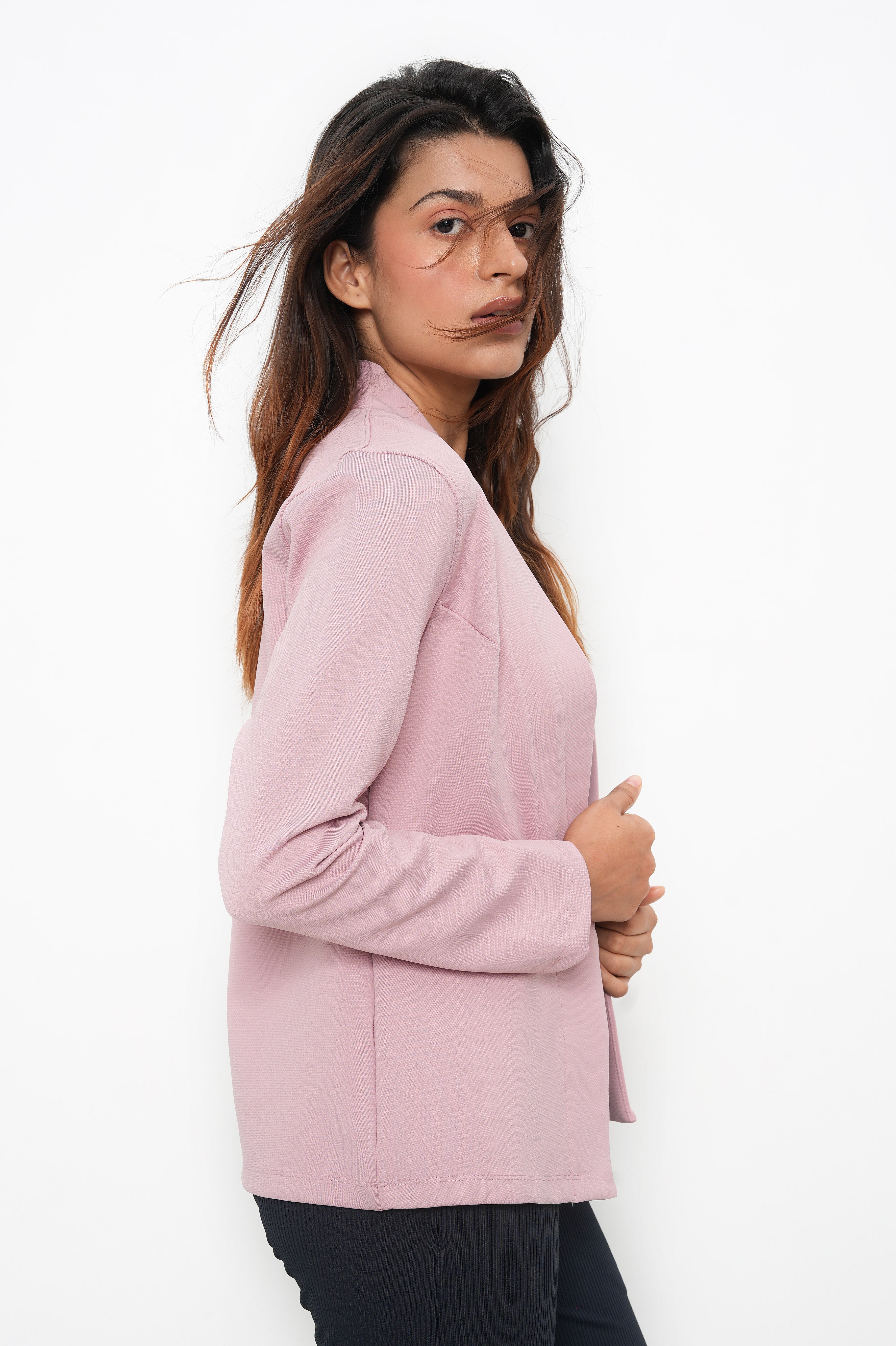 WOMEN PINK SLIM FIT CASUAL BLAZER