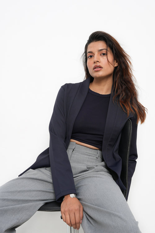 WOMEN NAVY SLIM FIT CASUAL BLAZER