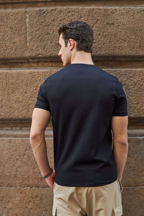 BONNATY MINIMAL GRAPHIC CREW NECK BLACK T-SHIRT