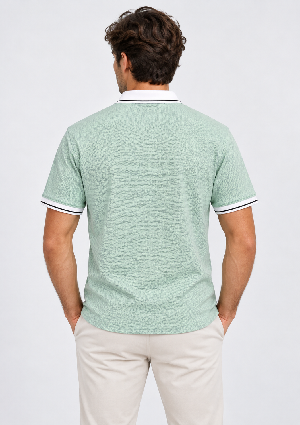 Pista Textured V-Neck Resort Polo T-Shirt-4