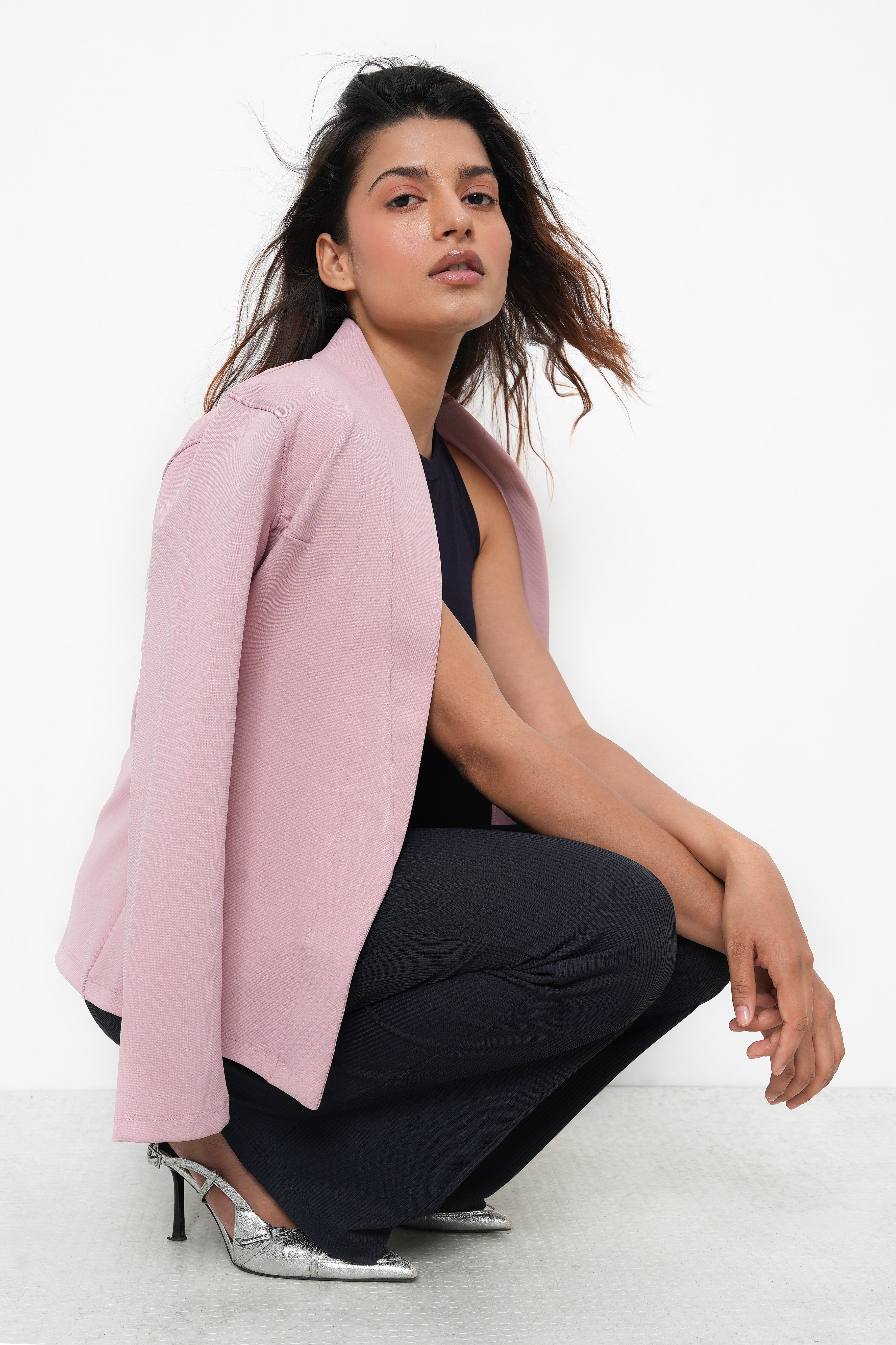 WOMEN PINK SLIM FIT CASUAL BLAZER