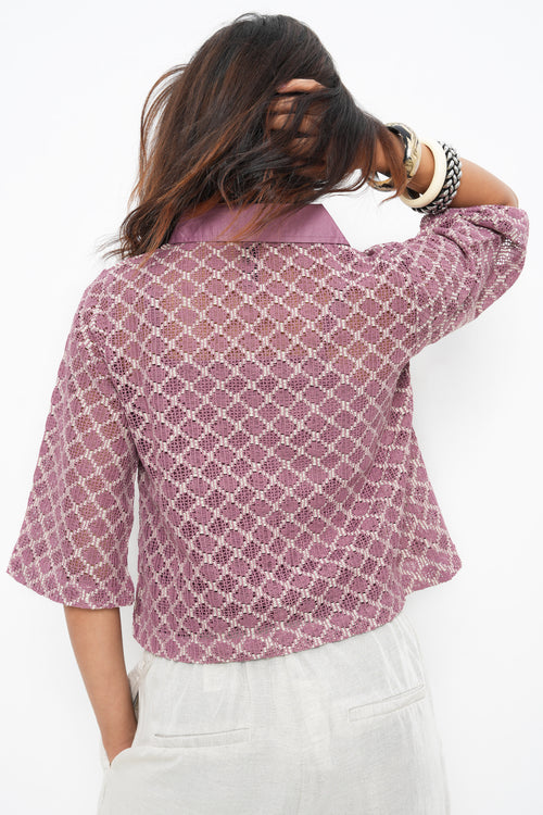 BONNATY PINK PARTY WEAR LACE SHIRT