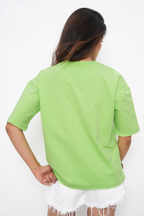 BONNATY COTTON OVERSIZED LIME T-SHIRT