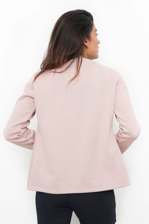 WOMEN PEACH HIGH COLLAR FRONT OPEN BLAZER
