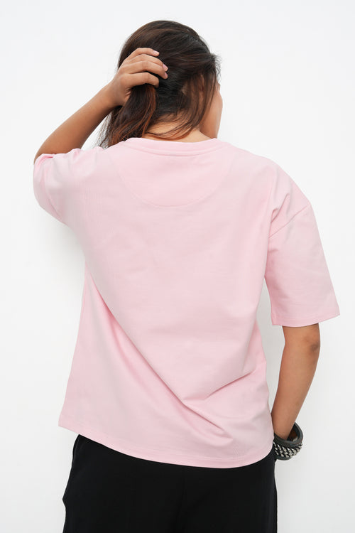BONNATY FLORAL PRINT COTTON PINK T-SHIRT