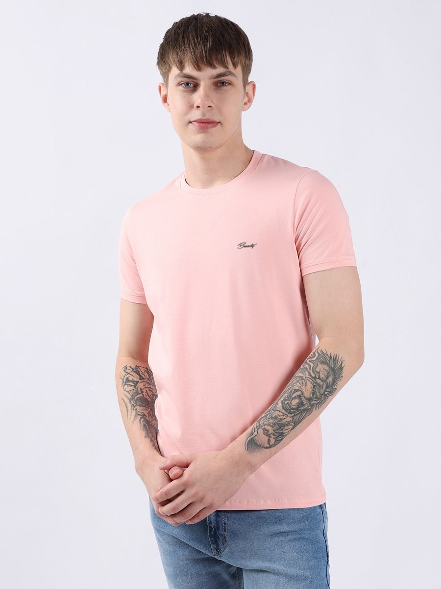 Men’s Pink Round Neck T-Shirt