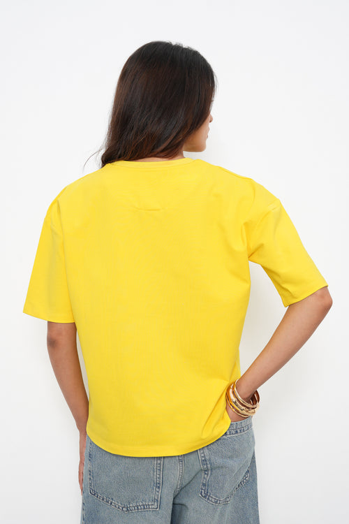 BONNATY FLORAL PRINT COTTON LEMON T-SHIRT