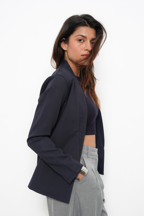 WOMEN NAVY SLIM FIT CASUAL BLAZER