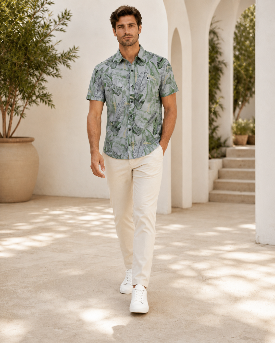 Light Grey Textured Casual Shirt