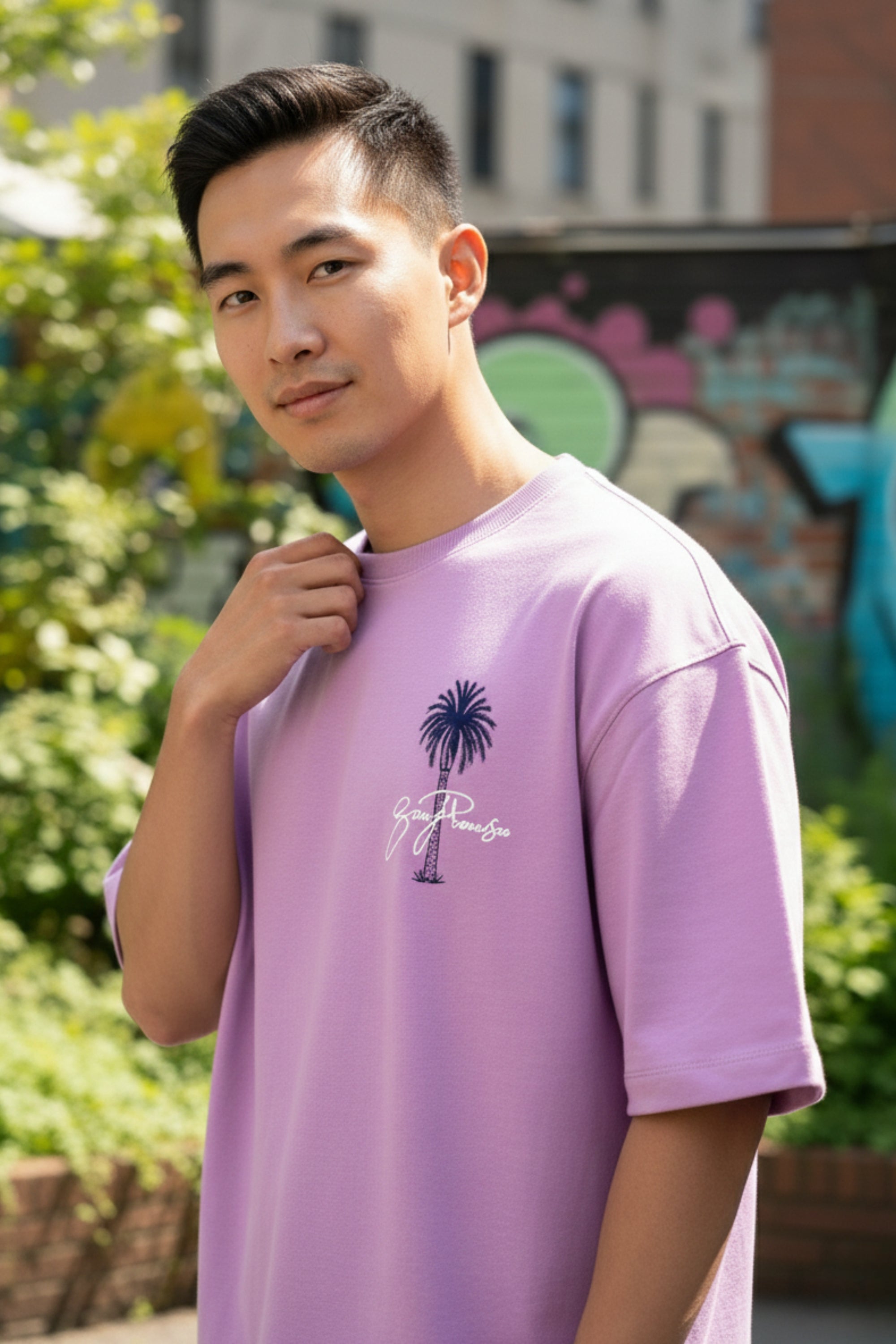 Lilac Printed Oversize T-shirt